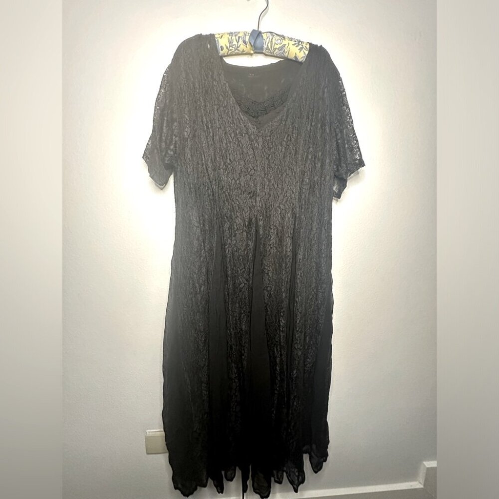 Herstyle unique Black Boho whimsigoth gothcore gothic lace layered dress size 1X